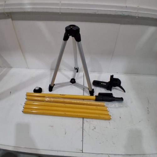 HUEPAR 12 FT ADJUSTABLE TELESCOPING POLE FOR ROTARY AND LINE LEVEL LASER MOUNT WITH TRIPOD AND TRAVEL BAG - 5/8"-11" ADAPTER NUT INCLUDED - BLACK/YELLOW (MODEL: LP36) image 2
