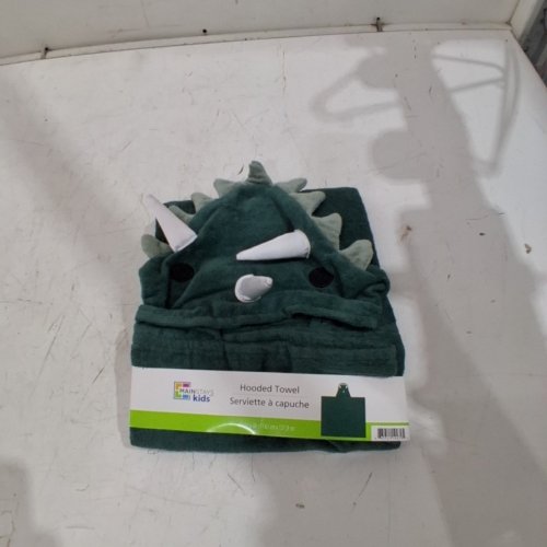 MAINSTAYS KIDS 100% COTTON HOODED DINOSAUR TOWEL - 24 X 48" - GREEN image 2