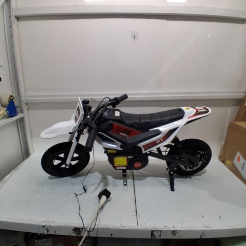 KIDS GARVEE ELECTRIC DIRT BIKE WITH REAR SUSPENSION, MUSIC & RUBBER TIRES - 350W - 13.7MPH - 24V - WHITE/MULTICOLOR (MODEL:JC310A) image 3