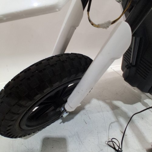KIDS GARVEE ELECTRIC DIRT BIKE WITH REAR SUSPENSION, MUSIC & RUBBER TIRES - 350W - 13.7MPH - 24V - WHITE/MULTICOLOR (MODEL:JC310A) image 4