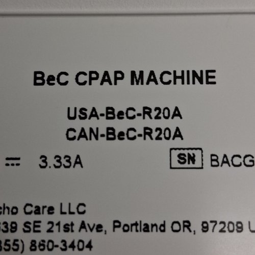 BLUE ECHO CARE BEC CPAP MACHINE WITH CARRYING BAG CPAP MASK AND HOSE (MODEL: CAN-BEC-R20A) image 7