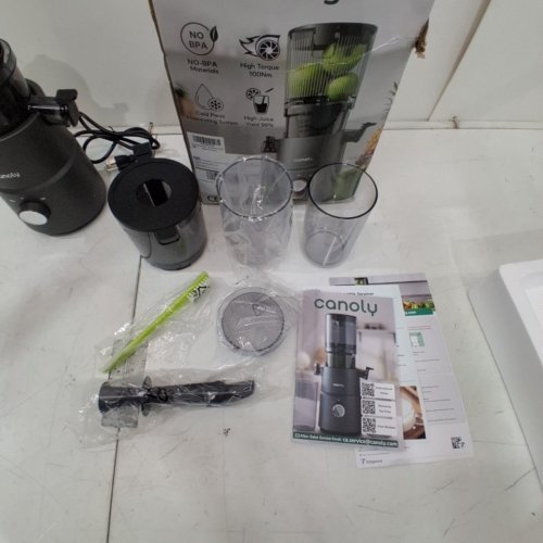 CANOLY SLOW MASTICATING COLD PRESS JUICER - 60OZ, 350W, 110 TO 120V - BLACK/GREY - (MODEL: C03) image 4