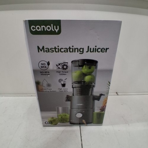 CANOLY SLOW MASTICATING COLD PRESS JUICER - 60OZ, 350W, 110 TO 120V - BLACK/GREY - (MODEL: C03) image 5