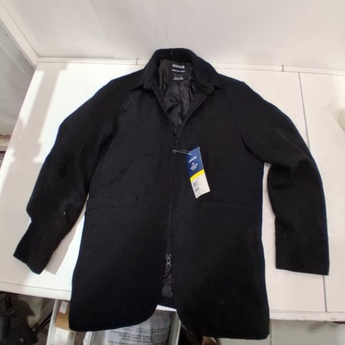 MENS HAGGAR FULL ZIP TWILL COAT - MEDIUM - BLACK image 2