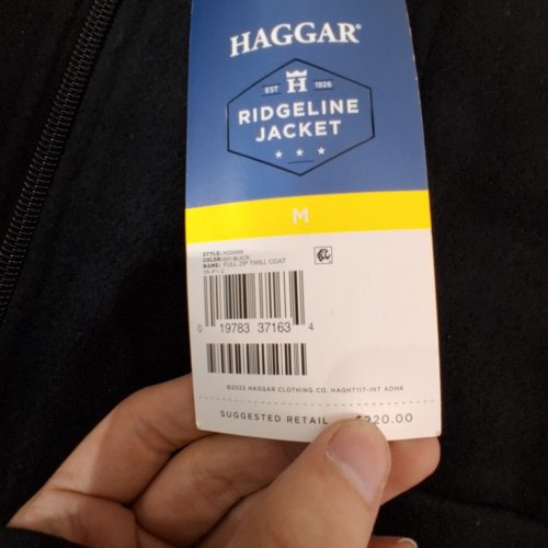 MENS HAGGAR FULL ZIP TWILL COAT - MEDIUM - BLACK image 3
