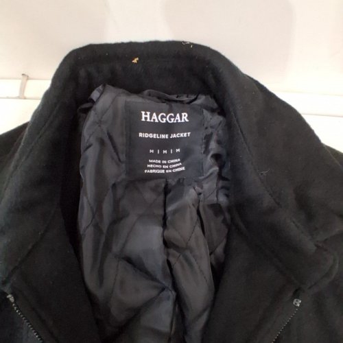 MENS HAGGAR FULL ZIP TWILL COAT - MEDIUM - BLACK image 4