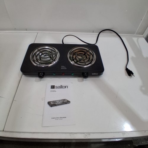 SALTON PORTABLE ELECTRIC HOT PLATE DOUBLE BURNER COOKTOP - 1800W - BLACK (MODEL: HP1941) image 3