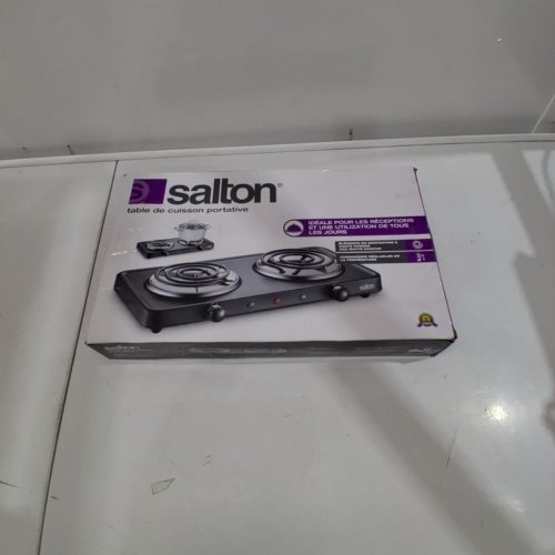 SALTON PORTABLE ELECTRIC HOT PLATE DOUBLE BURNER COOKTOP - 1800W - BLACK (MODEL: HP1941) image 5