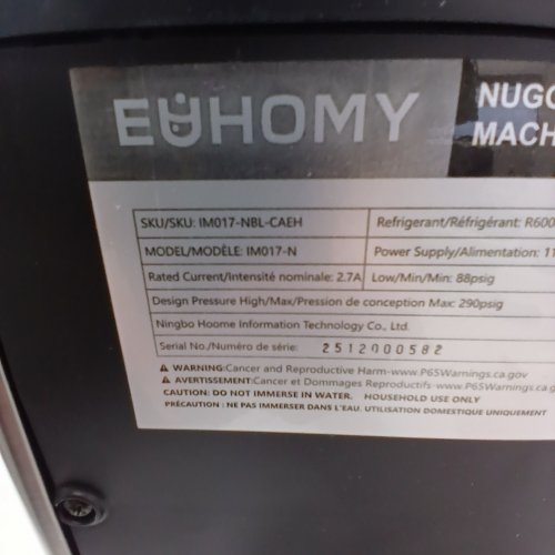 EUHOMY SELF-CLEANING COUNTERTOP NUGGET ICE MAKER - 40 LBS/24H - STAINLESS STEEL (MODEL: IM017-NBL-CAEH) image 3