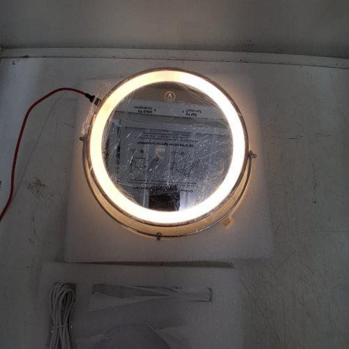 LIGHTED DOUBLE-SIDED MAKEUP MIRROR - 9" - SILVER image 2