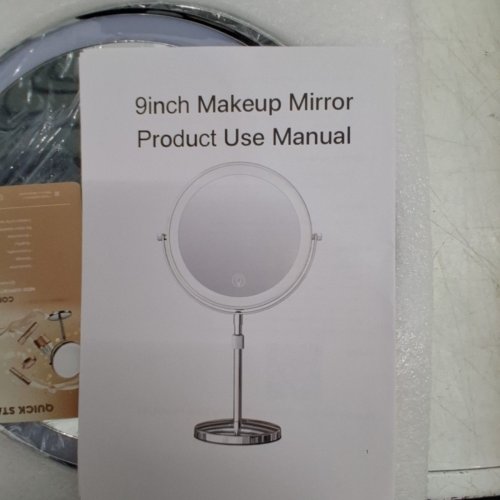 LIGHTED DOUBLE-SIDED MAKEUP MIRROR - 9" - SILVER image 5