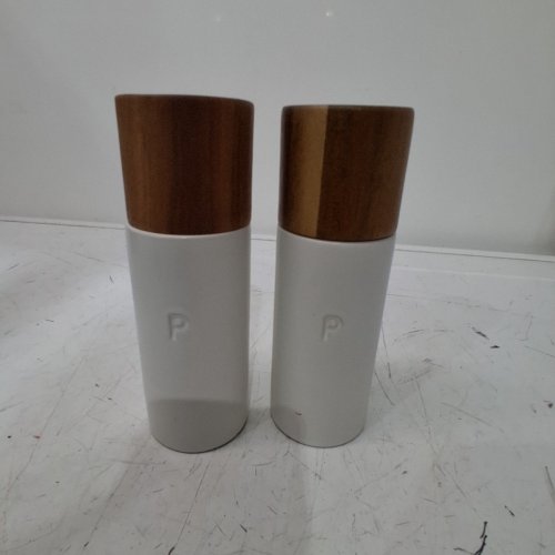 2PK FIGMINT CERAMIC SALT AND PEPPER GRINDER SET - 6.25" - CREAM image 2