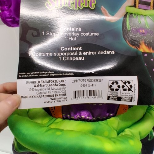 2PC PALAMON TODDLER WITCH BREWING CAULDREN COSTUME - 3-4T - PURPLE GREEN BLACK image 2