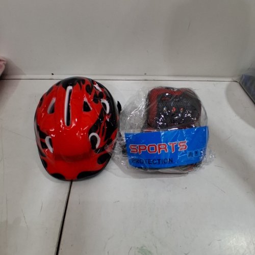 7PC KID'S BIKE HELMET PROTECTIVE GEAR SET - OSFM - RED/BLACK image 3