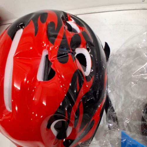 7PC KID'S BIKE HELMET PROTECTIVE GEAR SET - OSFM - RED/BLACK image 4