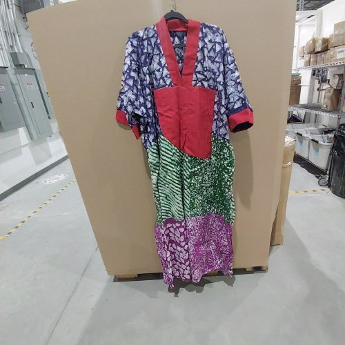 WOMEN'S PATCHED PATTERNED KAFTAN DRESS - OSFM - MULTICOLOUR image 2