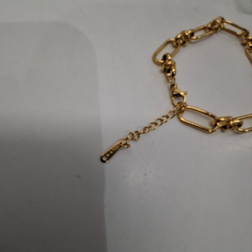 WOMENS S.STEEL LINK CHAIN ADJUSTABLE BRACELET -7" - 9" - GOLD-TONE/STAINLESS STEEL image 2