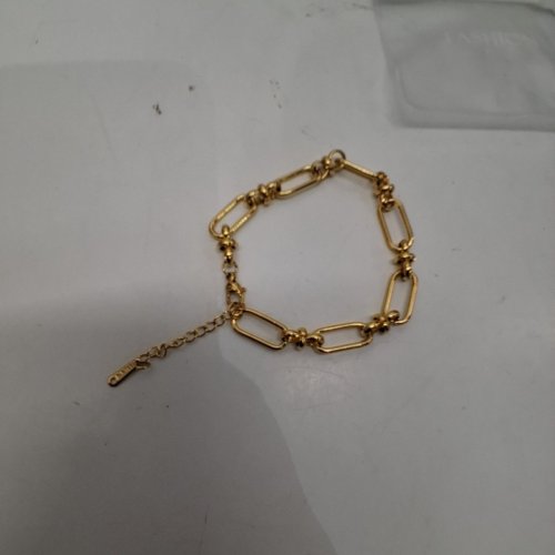 WOMENS S.STEEL LINK CHAIN ADJUSTABLE BRACELET -7" - 9" - GOLD-TONE/STAINLESS STEEL image 2
