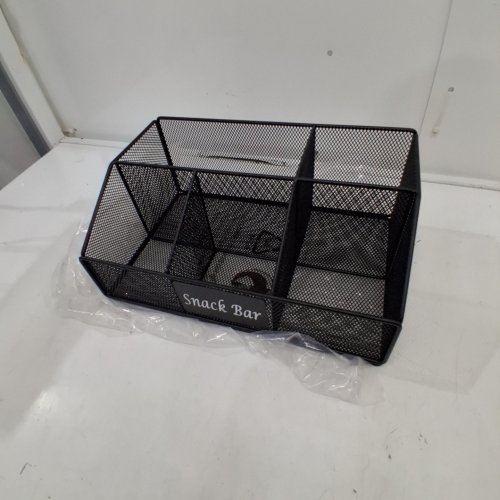 DEWSEA SNACK ORGANIZER FOR PANTRY OR COUNTERTOP - METAL SNACK CADDY WITH 6 COMPARTMENTS - BLACK image 2