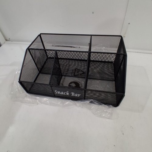 DEWSEA SNACK ORGANIZER FOR PANTRY OR COUNTERTOP - METAL SNACK CADDY WITH 6 COMPARTMENTS - BLACK image 3