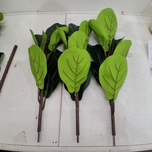 ARTIFICIAL FIDDLE LEAF FIG TREE WITH SOLID WOOD TRUNKS - 6FT - GREEN/WHITE (MODEL:83C-195V04GN) image 3