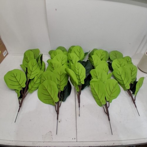 ARTIFICIAL FIDDLE LEAF FIG TREE WITH SOLID WOOD TRUNKS - 6FT - GREEN/WHITE (MODEL:83C-195V04GN) image 4