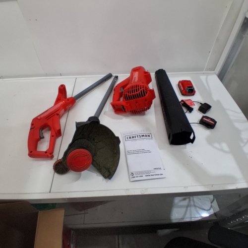 2PC CRAFTSMAN WEEDWACKER STRING TRIMMER & BLOWER COMBO KIT - V20 LITHIUM ION - RED/BLACK (MODEL: CMCK27901) image 4