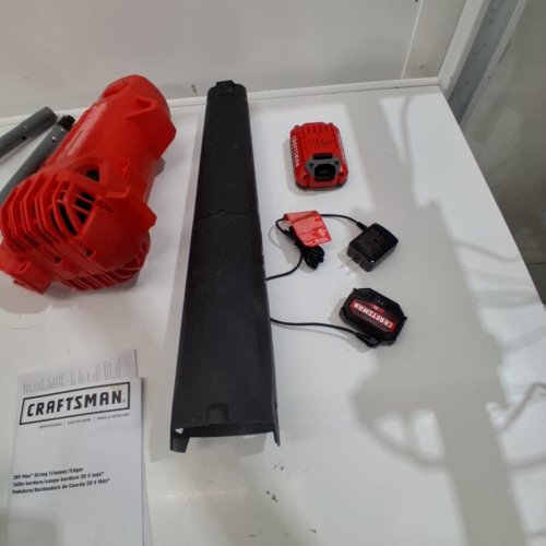 2PC CRAFTSMAN WEEDWACKER STRING TRIMMER & BLOWER COMBO KIT - V20 LITHIUM ION - RED/BLACK (MODEL: CMCK27901) image 5