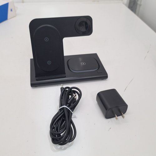 JUST WIRELESS 3-IN-1 FOLDABLE WIRELESS DESKTOP CHARGING STATION COMPATIBLE WITH APPLE & ANDROID DEVICES - BLACK (MODEL: 04099-V) image 3