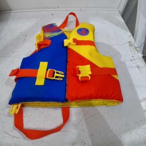 KID'S BODY GLOVE WOVEN POLYMER PERSONAL FLOTATION DEVICE LIFE JACKET - 33/55 LBS - BLUE, YELLOW AND RED image 3