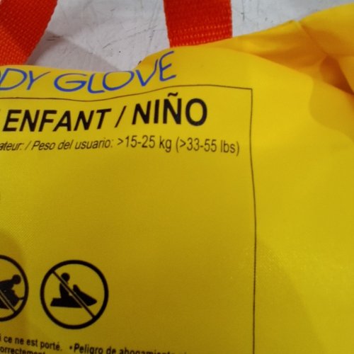 KID'S BODY GLOVE WOVEN POLYMER PERSONAL FLOTATION DEVICE LIFE JACKET - 33/55 LBS - BLUE, YELLOW AND RED image 4
