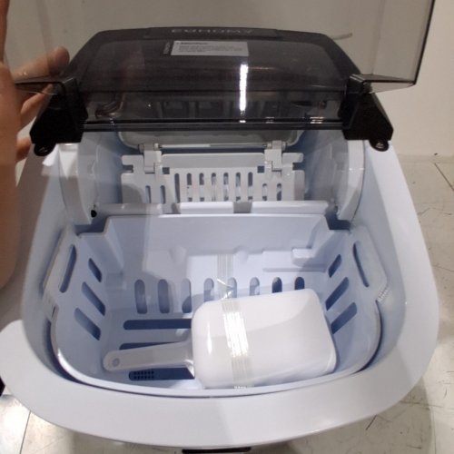 EUHOMY COUNTERTOP ICE MAKER MACHINE WITH HANDLE, BASKET AND SCOOP - MAKES 26LB PER DAY - SILVER (MODEL: IM-01X/IM008-B IN008-BSI-CAEH) image 4