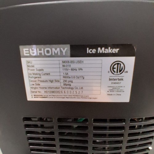 EUHOMY COUNTERTOP ICE MAKER MACHINE WITH HANDLE, BASKET AND SCOOP - MAKES 26LB PER DAY - SILVER (MODEL: IM-01X/IM008-B IN008-BSI-CAEH) image 5