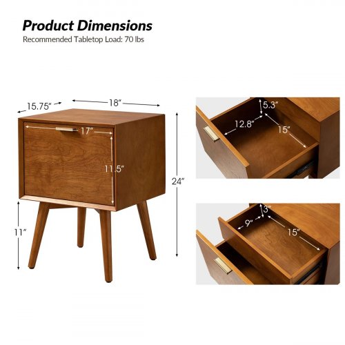 2PK 2-DRAWER END TABLE WITH BUILT-IN OUTLETS - ACORN (ITEM: NSYL0857-ACR) image 2