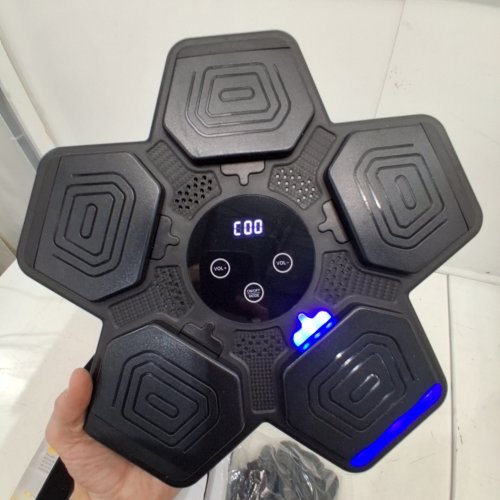 LOLBOX SMART LED LIGHT MUSIC BOXING PAD TRAINER MACHINE WITH GLOVES AND WALL MOUNTED VELCRO - 13.9" X 1.57" - BLACK (MODEL: FS-27) image 2