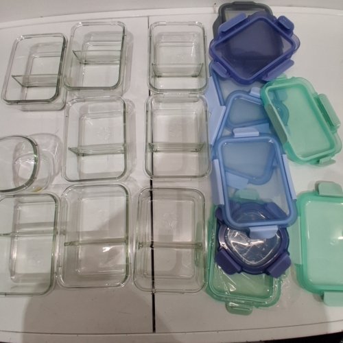 9PC ELLO GLASS MEAL PREP CONTAINERS WITH AIRTIGHT LIDS - MULTICOLOR/CLEAR (MODEL: 1839864) image 2