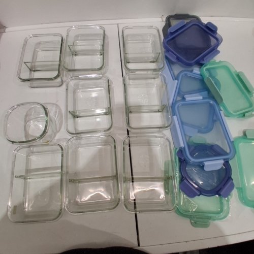 9PC ELLO GLASS MEAL PREP CONTAINERS WITH AIRTIGHT LIDS - MULTICOLOR/CLEAR (MODEL: 1839864) image 4