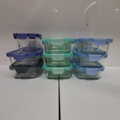 9PC ELLO GLASS MEAL PREP CONTAINERS WITH AIRTIGHT LIDS - MULTICOLOR/CLEAR (MODEL: 1839864) image 5