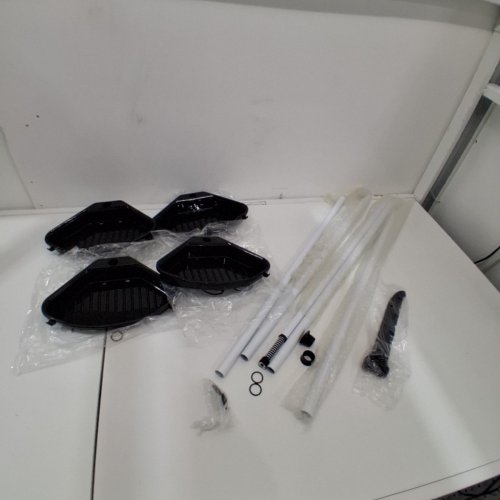 QEETEX TENSION POLE SHOWER CADDY CORNER WITH 4 ADJUSTABLE SHELVES - 77" - 123" - WHITE/BLACK (MODEL: PHO_0XU6IY90) image 2