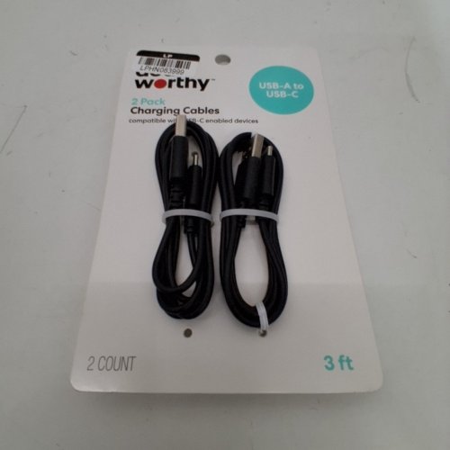 2PK DEALWORTHY FAST CHARGING USB-C TO USB-A CABLES - 3FT EACH - BLACK image 4