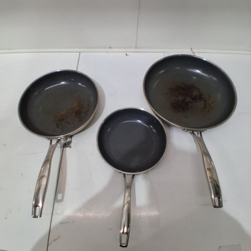 3PC TRAMONTINA TRI-PLY CLAD CERAMIC NON-STICK INDUCTION SKILLET SET - 8.5" / 10.5" / 12.5" - STAINLESS STEEL (MODEL: 1945362) image 2