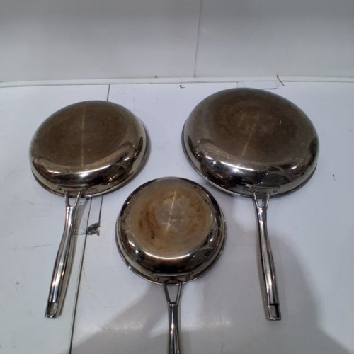 3PC TRAMONTINA TRI-PLY CLAD CERAMIC NON-STICK INDUCTION SKILLET SET - 8.5" / 10.5" / 12.5" - STAINLESS STEEL (MODEL: 1945362) image 5
