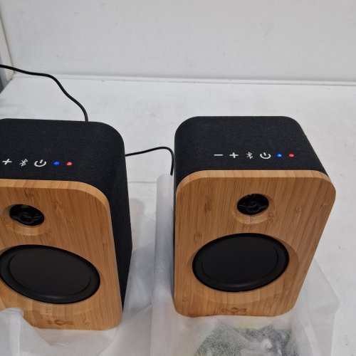 HOUSE OF MARLEY GET TOGETHER DUO WIRELESS BLUETOOTH BOOKSHELF SPEAKERS - NATURAL/SIGNATURE BLACK (MODEL: EM-JA019-SBA) image 3