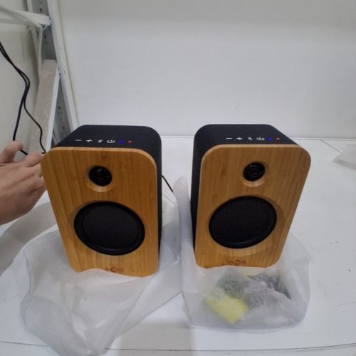 HOUSE OF MARLEY GET TOGETHER DUO WIRELESS BLUETOOTH BOOKSHELF SPEAKERS - NATURAL/SIGNATURE BLACK (MODEL: EM-JA019-SBA) image 4