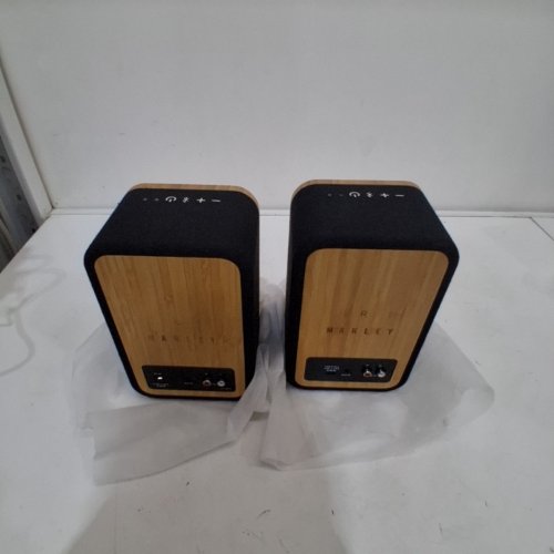 HOUSE OF MARLEY GET TOGETHER DUO WIRELESS BLUETOOTH BOOKSHELF SPEAKERS - NATURAL/SIGNATURE BLACK (MODEL: EM-JA019-SBA) image 6