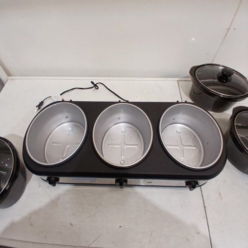 CULINARY CHEF TRIPLE SLOW COOKER - 2.5L (X3) - STAINLESS STEEL/BLACK (MODEL: CCSC3105-SS) image 7