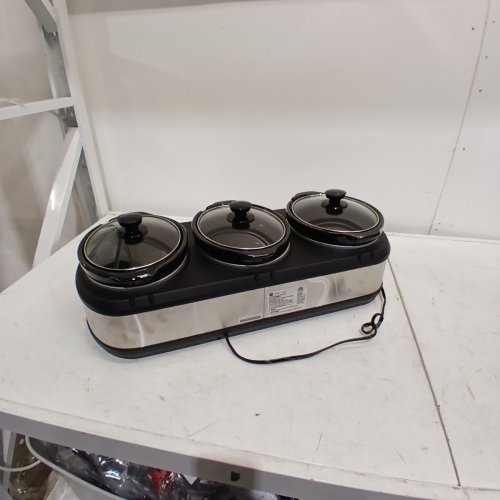 CULINARY CHEF TRIPLE SLOW COOKER - 2.5L (X3) - STAINLESS STEEL/BLACK (MODEL: CCSC3105-SS) image 8