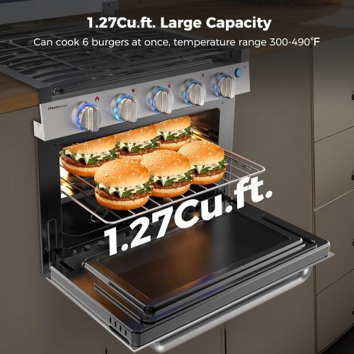 CAMPLUX PROPANE GAS RV RANGE OVEN WITH 3 BURNERS& GLASS TOP - 21.54" X 16.06" X 21.30" - STAINLESS STEEL (MODEL: RGS21MSF) image 4