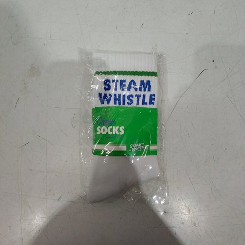 STEAM WHISTLE HIGH RISE CREW SOCKS - OSFM - WHITE / GREEN / BLUE image 2