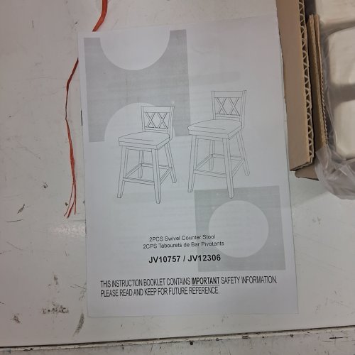 2PK COSTWAY SWIVEL BARSTOOL WITH UPHOLSTERED CUSHION - 42.5" X 19.5" - WHITE (MODEL: JV10757WH-29) image 5